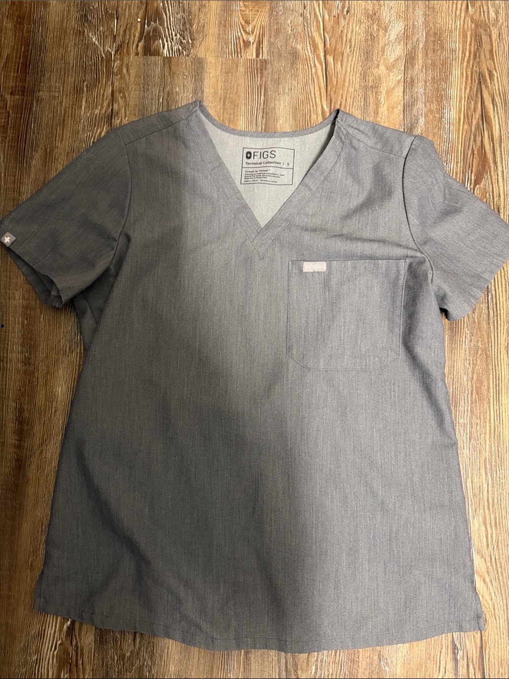 FIGS Heather Gray V-Neck Short Sleeve Scrub Top